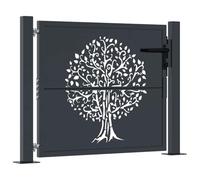 vidaXL Portail de Jardin, Portillon de Patio avec Système Verrouillable et 3 Clés, Porte de Jardin Terrasse Extérieur, Anthracite 100x100cm Acier Conception d'arbre