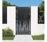 vidaXL Portail de Jardin, Portillon de Patio, Barrière de Sécurité, Porte d'Extérieure, Anthracite 100x200 cm Acier Conception d'herbe