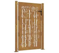 vidaXL Portail de Jardin, Portillon de Patio, Barrière de Sécurité, Porte d'Extérieure Terrasse, 100x150 cm Acier Corten Design de Bambou