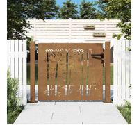 vidaXL Portail de Jardin, Portillon de Patio, Barrière de Sécurité, Porte d'Extérieure Terrasse, 100x100 cm Acier Corten Design de Bambou