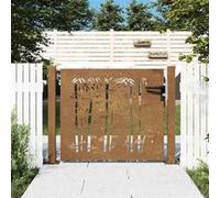 vidaXL Portail de Jardin, Portillon de Patio, Barrière de Sécurité, Porte d'Extérieure Terrasse, 105x105 cm Acier Corten 153239 Marron G