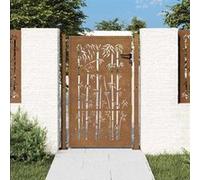 vidaXL Portail de jardin 100x125 cm – Acier Corten, design bambou