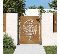 vidaXL Portail de Jardin, Portillon de Patio, Barrière de Sécurité, Porte d'Extérieure Terrasse, 100x150 cm Acier Corten Conception de l'arbre