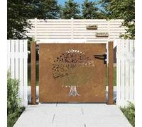 vidaXL Portail de jardin, portillon de patio Acier Corten Conception de l'arbre 100x75 cm