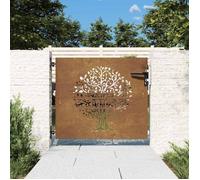 vidaXL Portail de jardin 85 x 100 cm Acier Corten motif arbre