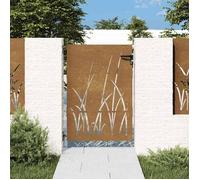 vidaXL Portail de Jardin, Portillon de Patio, Barrière de Sécurité, Porte d'Extérieure Terrasse, 85x125 cm Acier Corten Conception d'herbe