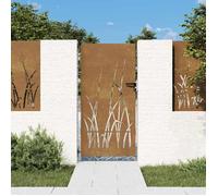 vidaXL Portail de Jardin, Portillon de Patio, Barrière de Sécurité, Porte d'Extérieure Terrasse, 85x175 cm Acier Corten Conception d'herbe