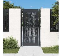 vidaXL Portail de Jardin, Portillon de Patio, Barrière de Sécurité, Porte d'Extérieure Terrasse, Anthracite 100x200 cm Acier Acier Design de Bambou