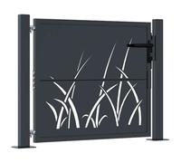 vidaXL Portail de Jardin, Portillon de Patio, Barrière de Sécurité, Porte d'Extérieure Terrasse, Anthracite 100x100 cm Acier Conception d'herbe
