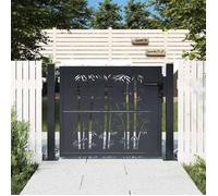 vidaXL Portail de Jardin, Portillon de Patio, Barrière de Sécurité, Porte d'Extérieure Terrasse, Anthracite 100x100 cm Acier Design de Bambou