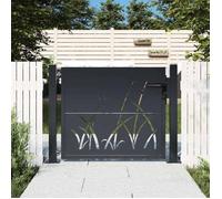 vidaXL Portail de Jardin, Portillon de Patio, Barrière de Sécurité, Porte d'Extérieure Terrasse, Anthracite 100x100 cm Acier Conception d'herbe
