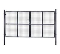 vidaXL Portail de jardin grillagé en acier galvanisé 300 x 200 cm Gris