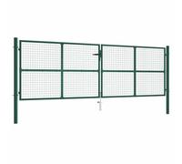 vidaXL Portail en Maille de Jardin Porte de Clôture Portillon de Jardin Porte de Jardin Portillon de Patio Porte de Terrasse Extérieur Acier 400x125 cm Vert