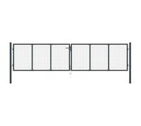 vidaXL Portail en Maille de Jardin Portillon de Jardin Porte de Jardin Portillon de Patio Porte de Terrasse Extérieur Acier Galvanisé 400x150 cm Gris