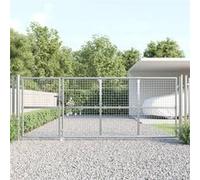 vidaXL Portal de jardin maille argenté 350x175 cm acier galvanisé