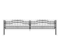 Vidaxl Portail Et Sommet De Lance Noir 406x120 Cm Acier Enduit Poudre