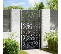 vidaXL Portail jardin noir - Acier - 105 x 180 cm - Design feuilles