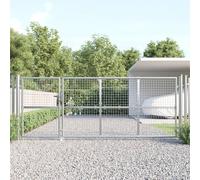vidaXL Portal de jardin maille argenté 350x175 cm acier galvanisé