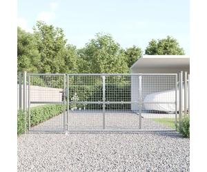 vidaXL Portal de jardin maille argenté 350x175 cm acier galvanisé