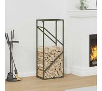 vidaXL Portant de bois chauffage vert olive 40x25x100 cm