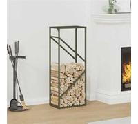 vidaXL Portant de bois chauffage vert olive 40x25x100 cm