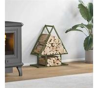 vidaXL Portant de bois chauffage vert olive 50x25x60 cm