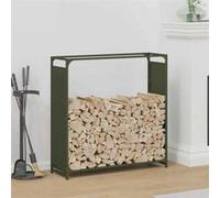 vidaXL Portant de bois chauffage vert olive 90x28x90 cm
