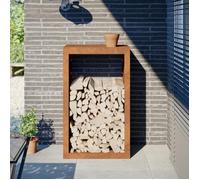 vidaXL Portant de Bois de Chauffage 60x40x100 cm Acier résistant aux intempéries, Magasin de bûches, Porte-bûches de cheminée, Support de bûches, Stockage de bûches