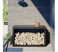 vidaXL Porte-bûches – Portant de bois de chauffage en acier noir 100x40x60 cm