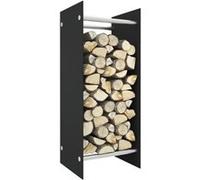 vidaXL Portant de bois de chauffage Noir 40x35x100 cm Verre trempé