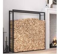 vidaXL Portant de bois de chauffage 110×28×116 cm Acier Noir mat