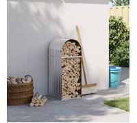 vidaXL Porte-bûches, Support à Bois de Chauffage avec Rangement, Étagère à Bois de Chauffage Extérieur, Argenté 40x45x100 cm Acier Galvanisé