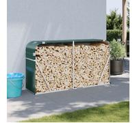 vidaXL Porte-bûches, Support à Bois de Chauffage avec Rangement, Étagère à Bois de Chauffage Extérieur, Vert 180x45x100 cm 364544