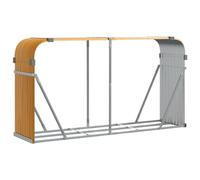 vidaXL Porte-bûches, Support à Bois de Chauffage avec Rangement, Étagère à Bois de Chauffage Extérieur, Aspect Bois 180x45x100 cm Acier Galvanisé
