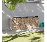 vidaXL Porte-bûches, Support à Bois de Chauffage avec Rangement, Étagère à Bois de Chauffage Extérieur, Gris Clair 234x45x100 cm Acier Galvanisé