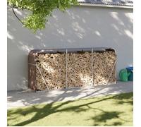 vidaXL Porte-bûches, Support à Bois de Chauffage avec Rangement, Étagère à Bois de Chauffage Extérieur, Marron 234x45x100 cm Acier Galvanisé