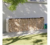 vidaXL Porte-bûches, Support à Bois de Chauffage avec Rangement, Étagère à Bois de Chauffage Extérieur, Argenté 300x45x100 cm Acier Galvanisé