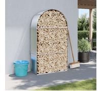 vidaXL Porte-bûches avec rangement 120x45x210 cm acier galvanisé argenté