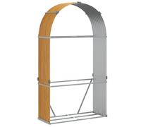 vidaXL Porte-bûches, Support à Bois de Chauffage avec Rangement, Étagère à Bois de Chauffage Extérieur, Aspect Bois 120x45x210 cm Acier Galvanisé