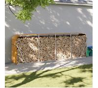vidaXL Porte-bûches 364586 – Acier galvanisé, aspect bois, 300x45x100 cm, marron clair