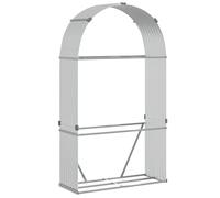 vidaXL Porte-bûches, Support à Bois de Chauffage avec Rangement, Étagère à Bois de Chauffage Extérieur, Argenté 120x45x210 cm Acier Galvanisé