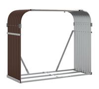 vidaXL Porte-bûches, Support à Bois de Chauffage avec Rangement, Étagère à Bois de Chauffage Extérieur, Marron 120x45x100 cm Acier Galvanisé