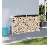 vidaXL Porte-bûches, Support à Bois de Chauffage avec Rangement, Étagère à Bois de Chauffage Extérieur, Argenté 180x45x100 364594