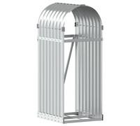 vidaXL Porte-bûches, Support à Bois de Chauffage avec Rangement, Étagère à Bois de Chauffage Extérieur, Argenté 40x45x100 cm Acier Galvanisé