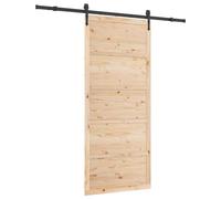Porte coulissante vidaXL, 100 x 208 cm, en bois massif de pin, finition naturelle