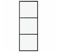 vidaXL Porte Coulissante 3 Panneaux Système de Porte Rail Salon Salle de Séjour Cuisine Maison Intérieur Verre ESG et Aluminium 76x205 cm Noir