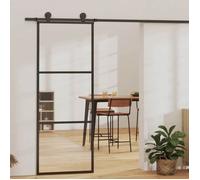 vidaXL Porte coulissante en 3 parties verre ESG et aluminium 76x205 cm noir
