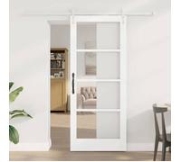 Porte coulissante vidaXL blanche 83 x 202 cm en pin massif et verre