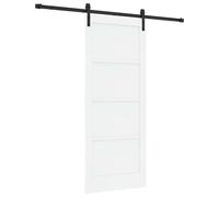 vidaXL : Porte coulissante, 83 x 202 cm, en bois massif de pin, blanche et noire