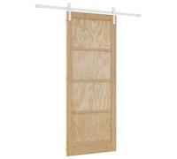 vidaXL : Porte coulissante, 86 x 211 cm, en bois massif de pin, finition naturelle et blanche